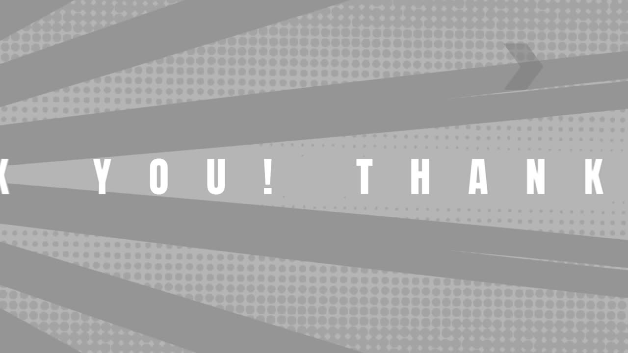 Digital animation of thank you text against radial grey background