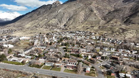 Provo-Utah-cityscape-tilt-up-to-mountains-aerial