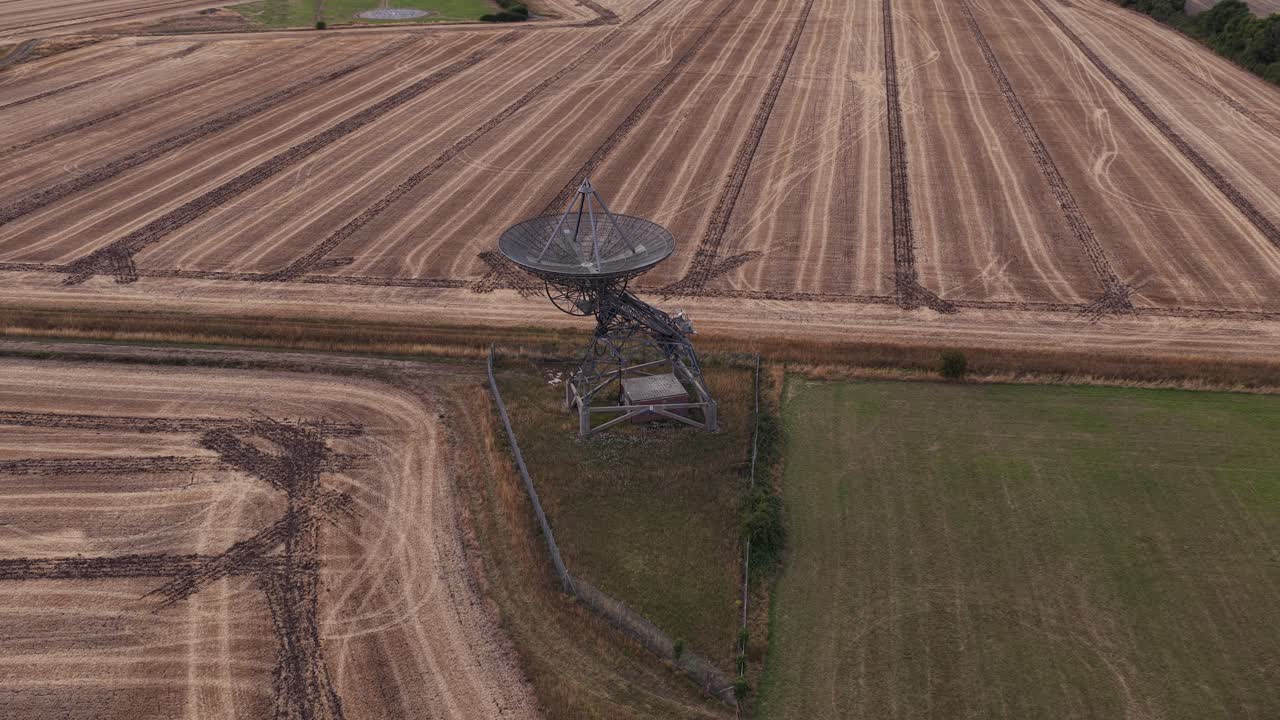 One-Mile Telescope at MRAO in a vast, serene, rural landscape