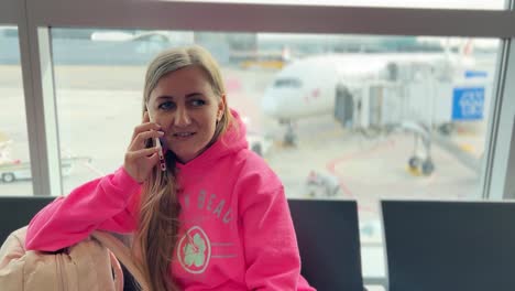 pretty young blonde woman talking on a cell phone