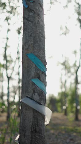 rubber tapping in a forest