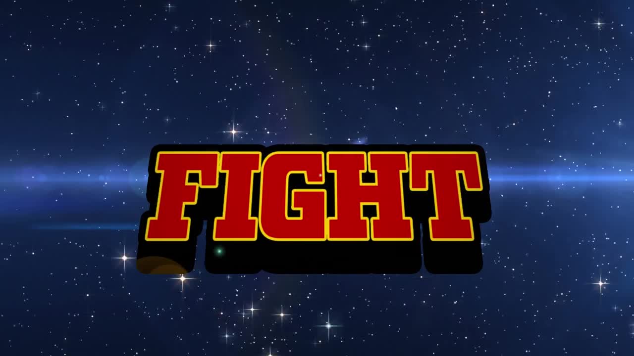 검은 바탕에 싸움 텍스트와 반점의 애니메이션