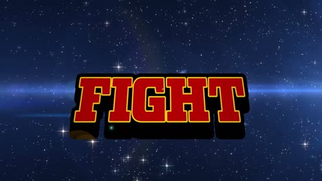 Animation-of-fight-text-and-spots-on-black-background