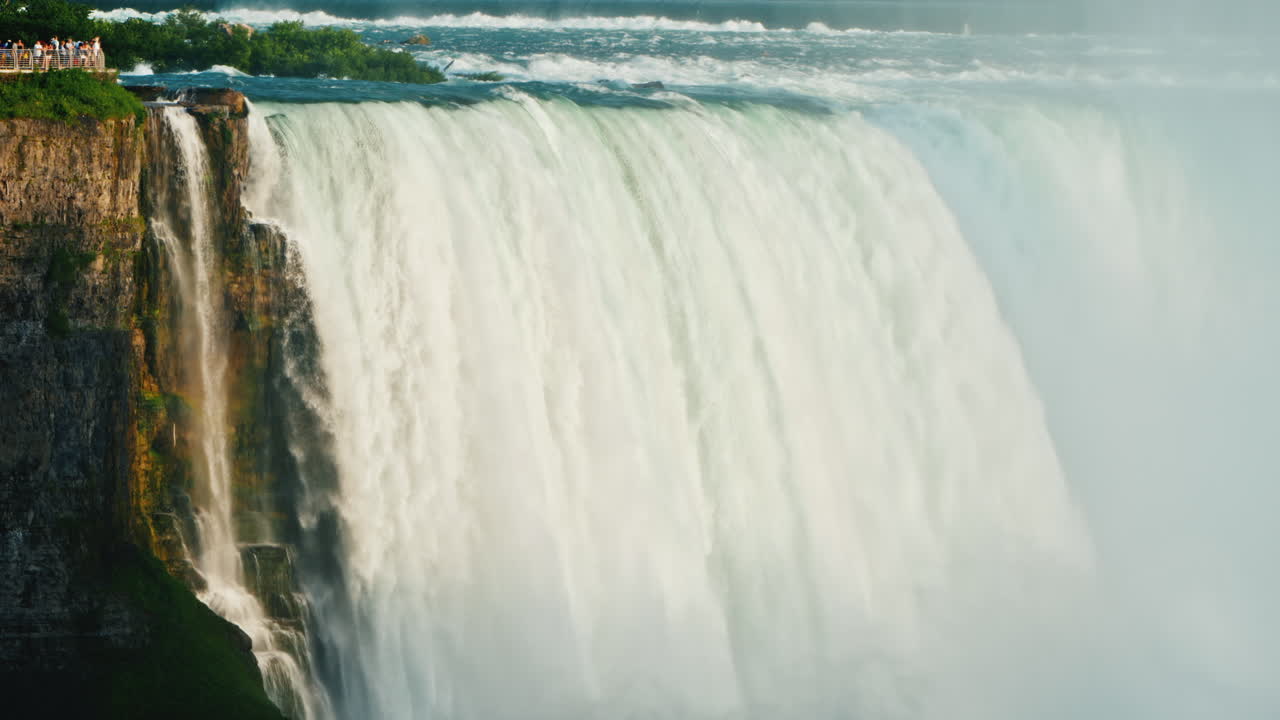 나이아가라 폭포의 경관 - 미국과 캐나다 4k 비디오 국경의 랜드마크