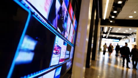 multi-screen display showing various content