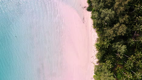 Weißer-Sandstrand-Auf-Koh-Kood-Mit-Palmendschungel,-Umspült-Von-Azurblauen-Wellen