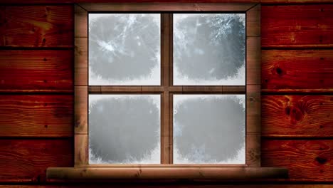 Animation of snow falling seen through window