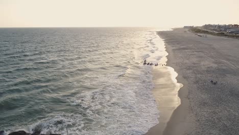 Drone-video-of-Cape-May,-New-Jersey-beach-in-September