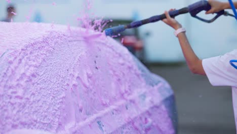 car wash in progress