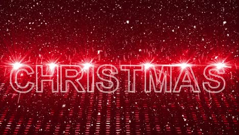 Christmas-animation-showing-red-laser-lights,-text-Christmas-and-Christmas-tree-4k