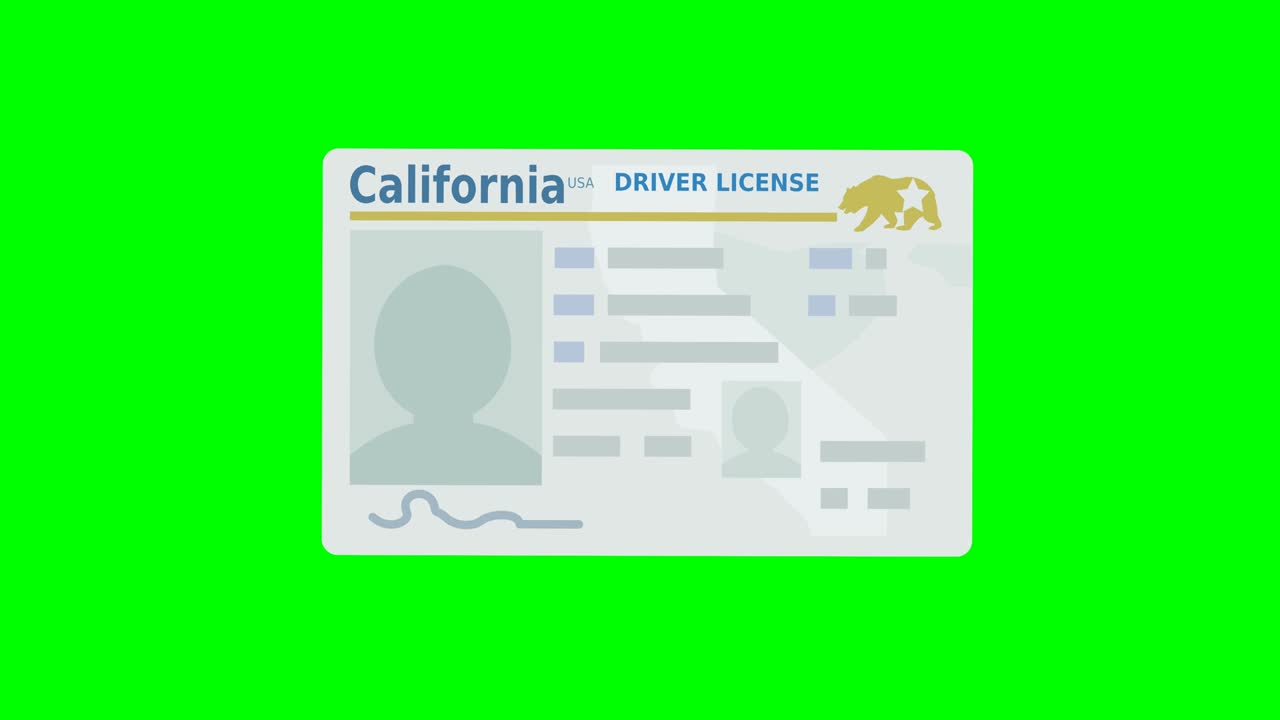 A hand presents a California driver's license (flat design)
