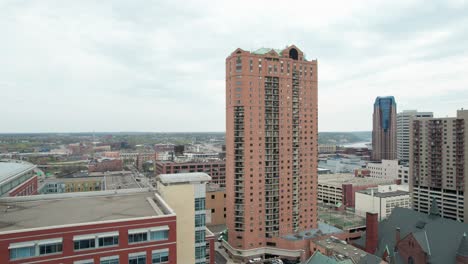 drone shot of a condominium in downtown st