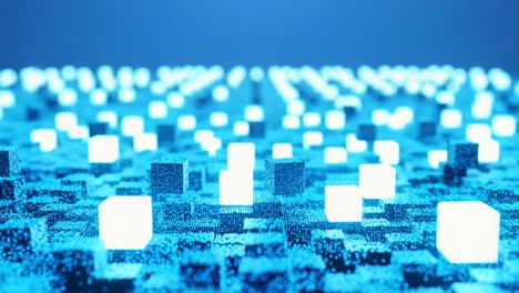 a stunning visualization of quantum cubes in a futuristic data landscape, showcasing the intricate interplay of light and digital structures