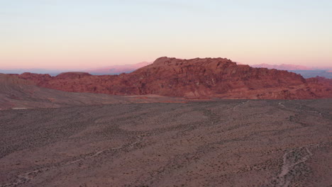 Aerial-establishing-shot-with-a-drone-at-Valley-of-Fire-in-Nevada-during-sunset