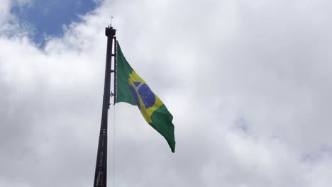 flag of brazil in brasilia at the three powers square