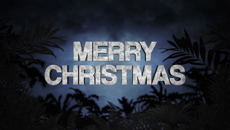 Merry-Christmas-text-in-forest-of-jungle-in-night