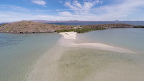 aerial drone shot of el requeson beach, concepcion bay, baja california sur