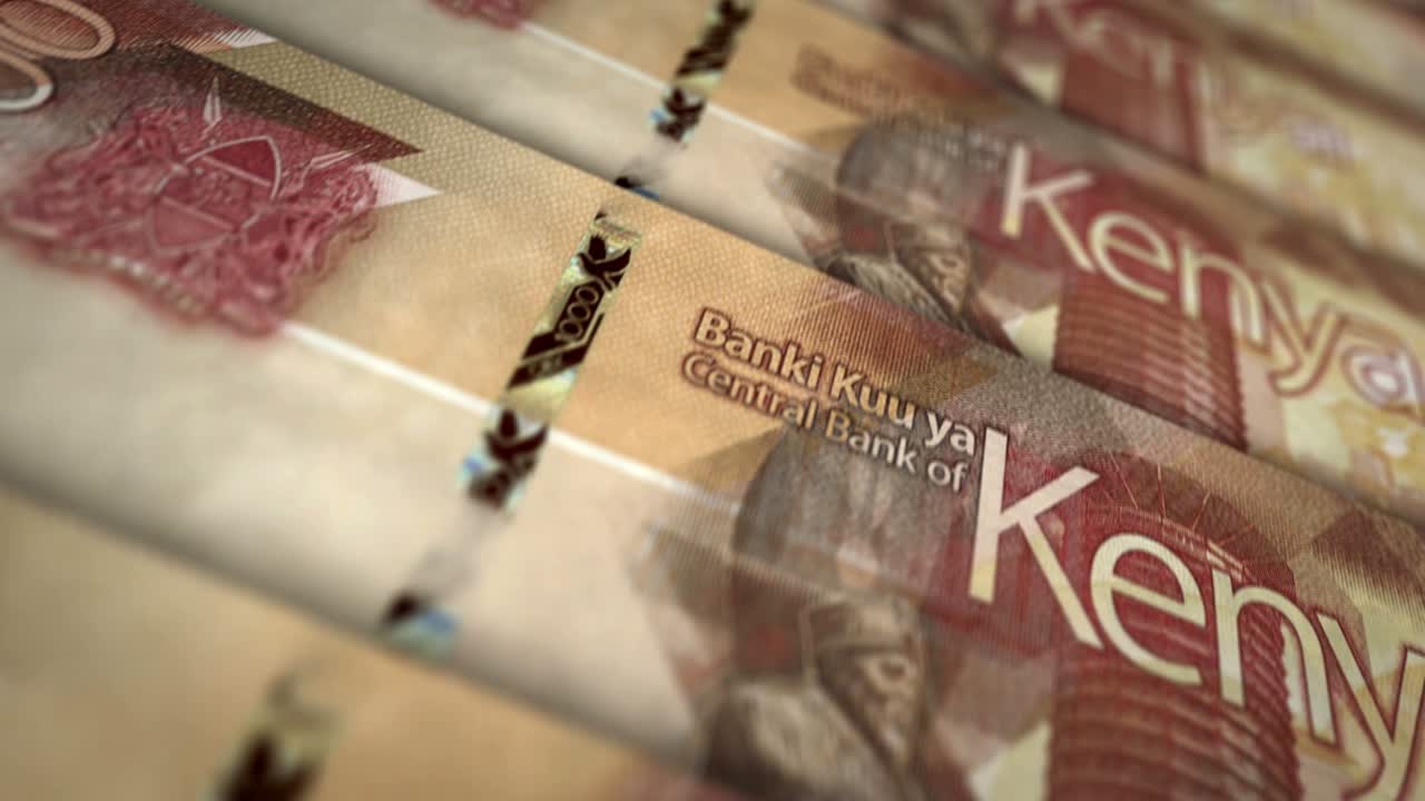 animación del bucle de la superficie del billete de dinero del chelín de kenia
