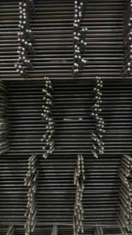 close-up view of stacked reinforcing steel bars