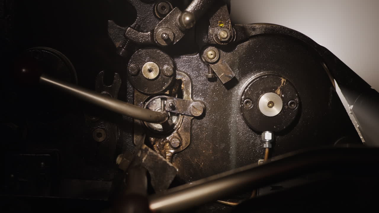 Close-up view of an old printing press