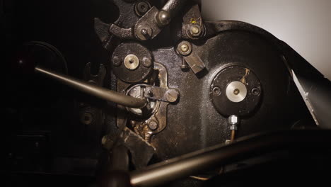 close-up view of an old printing press
