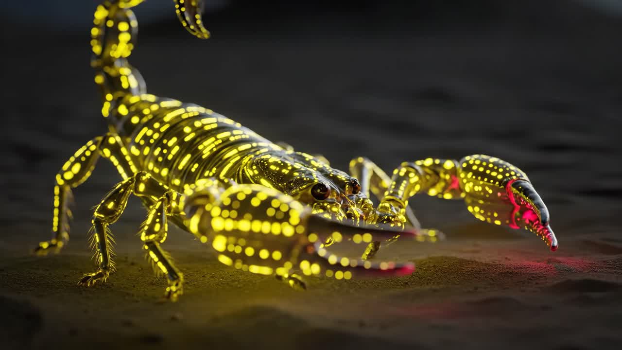 A glowing scorpion in the desert