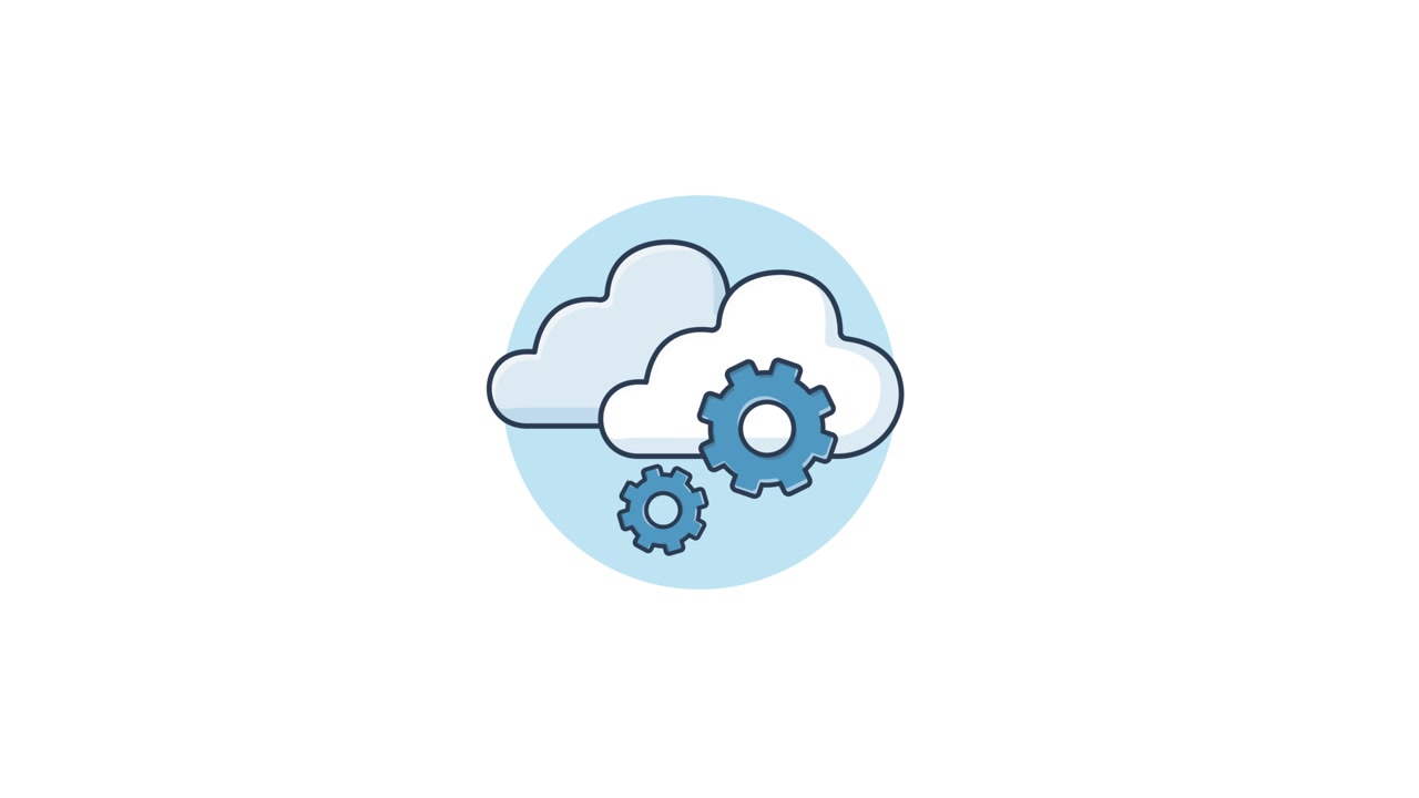 Animated Cloud Computing Icon with Rotating Gears