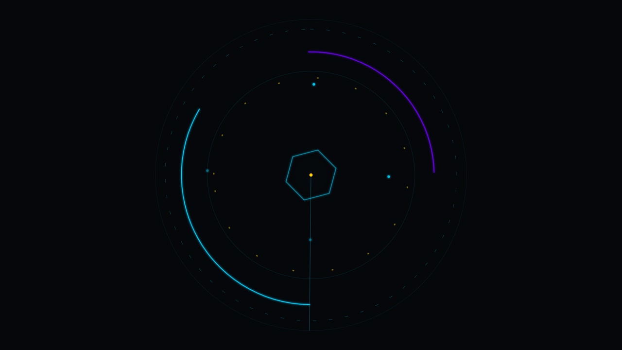 Interface de Radar Digital Abstrata com Linha de Varredura Rotativa