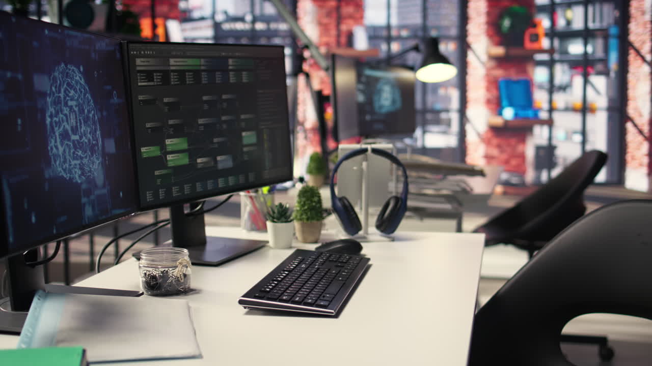 Machine learning projects running on desktop filled with AI data