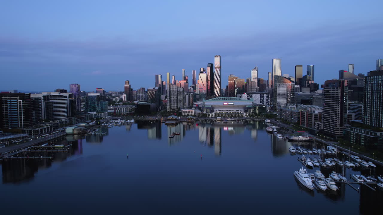 Melbourne City Skyline at Dusk - Aerial View
