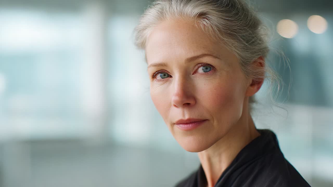 Portrait of a Mature Woman with Gray Hair