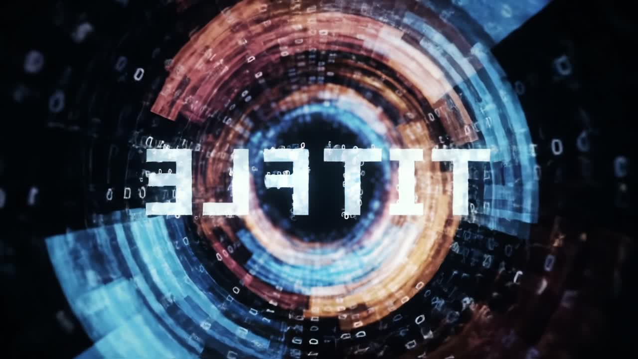 An Eye-Catching Digital Tunnel Transitioning from Abstract Coding Patterns to Bold Typography, Capturing the Essence of Modern Technology and Information Flow