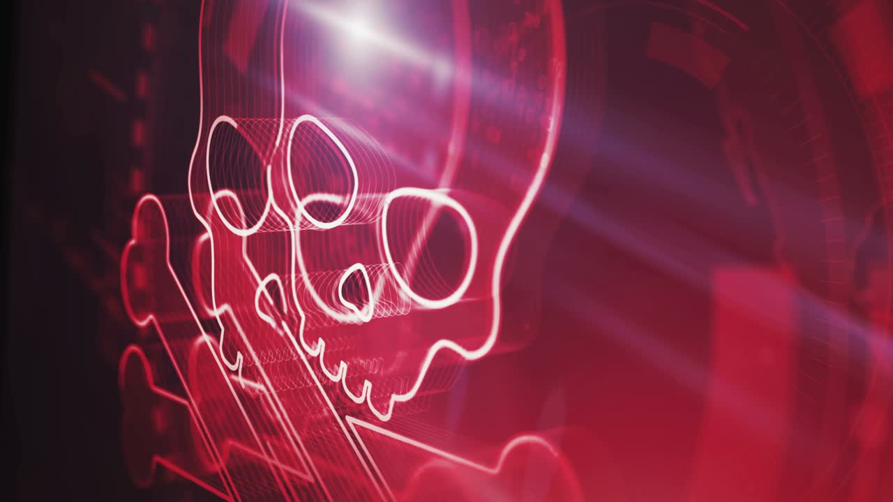 두개골 해적과 온라인 사이버 공격: 기호 루프 디지털 개념