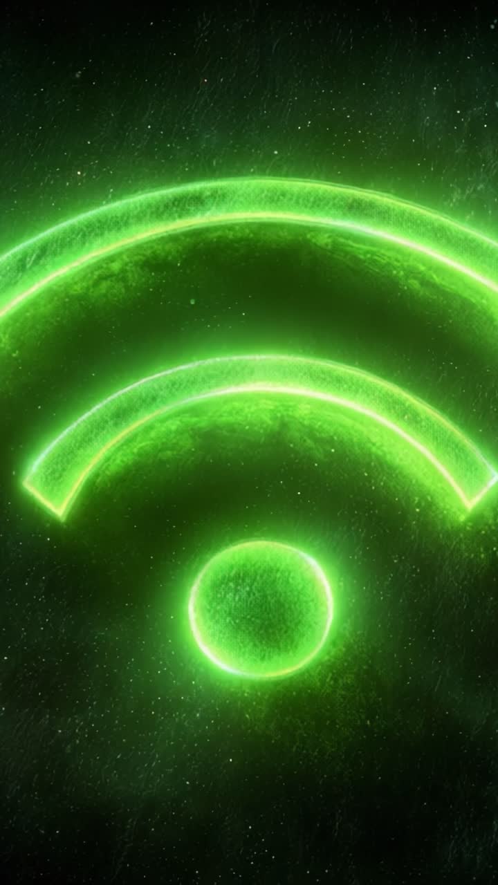 A Captivating Visualization of a Green Wi-Fi Signal Icon Representing Connectivity and Technology in a Futuristic Environment