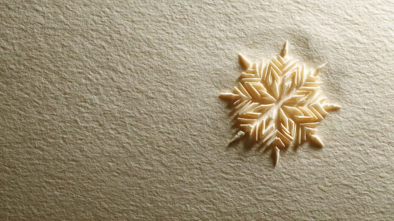 Intricately Designed Snowflake Imprint on Textured Paper Captured in Two Frames, Showcasing the Art of Seasonal Delicacy and Nature’s Symmetry in a Beautifully Crafted Presentation