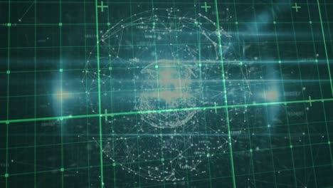 animación de la red de conexiones y el globo en el espacio digital