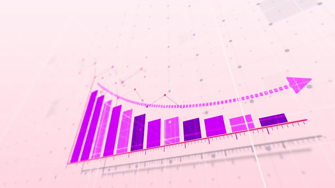 animación del procesamiento de datos financieros sobre un fondo rosado