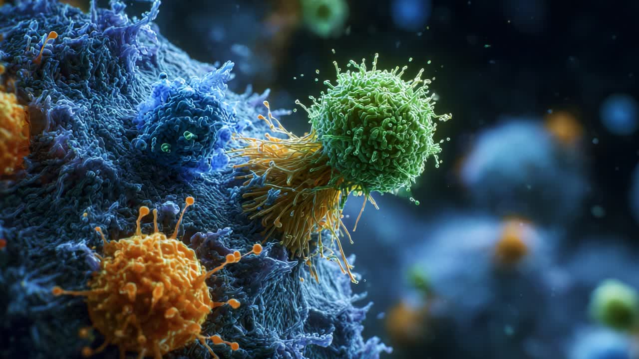 Microscopic View of Vibrant Cells: A Stunning Representation of Cellular Interactions and Structures Showcasing the Intricacies of Life at the Molecular Level in Stunning Detail