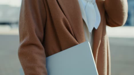 businesswoman with laptop and coffee