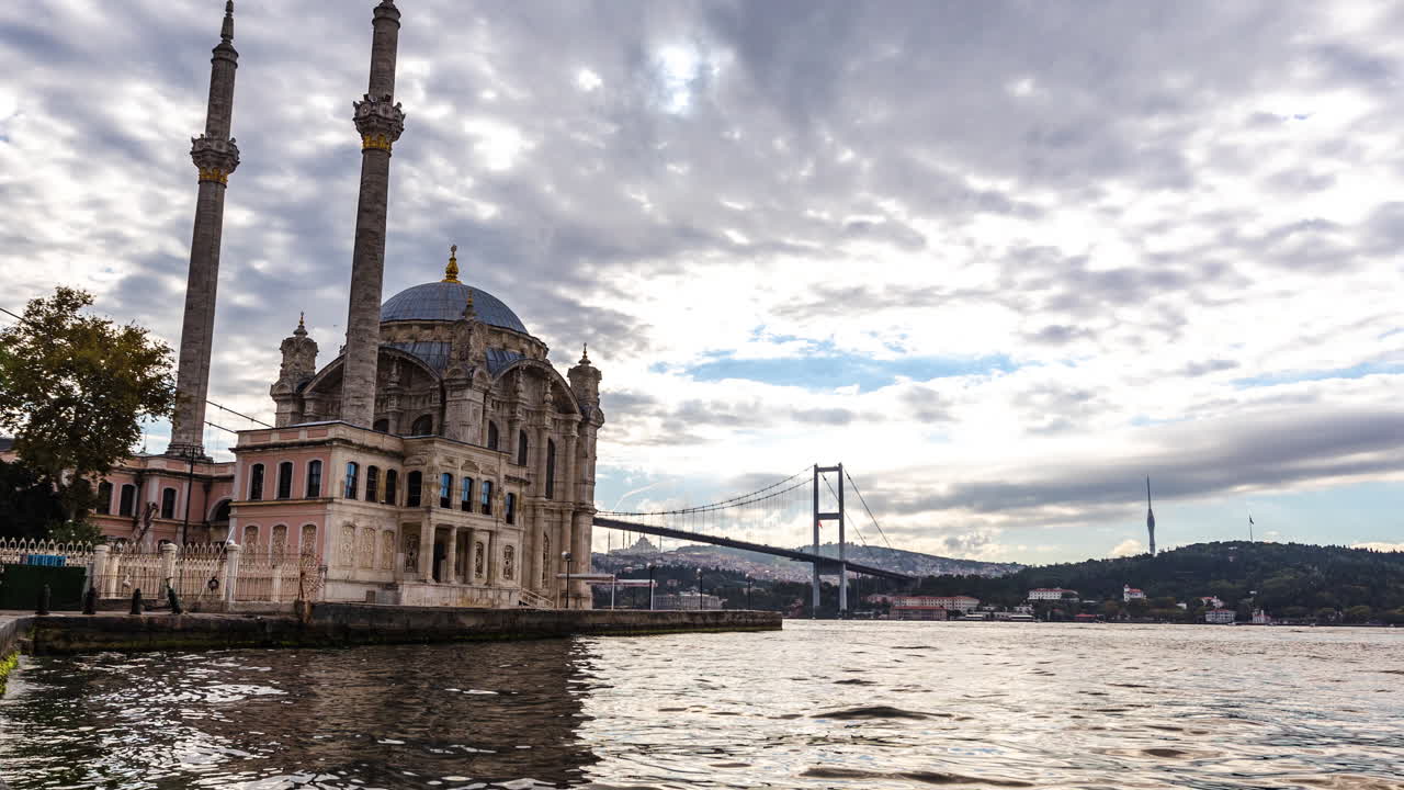 Timelapse video against the Bosphorus in Ortak&ouml;y, Istanbul