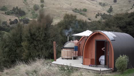 cabin with hot tub in nature