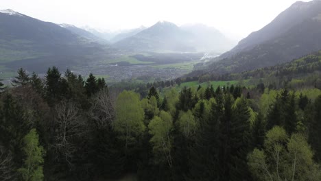 4K-Luftaufnahmen-Einer-Drohne,-Die-über-Dem-Wald-In-Den-österreichischen-Bergen-Fliegt