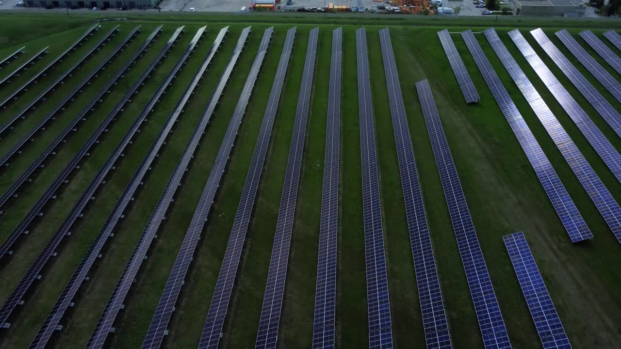 Aerial Shot of Calgary's Barlow Solar Panel Field