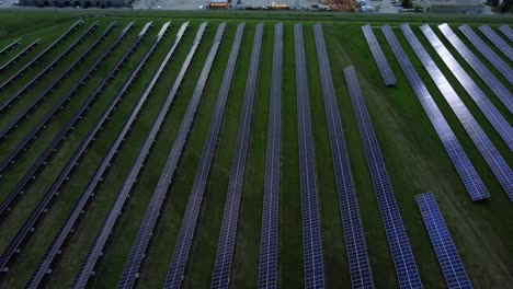 aerial shot of calgary's barlow solar panel field