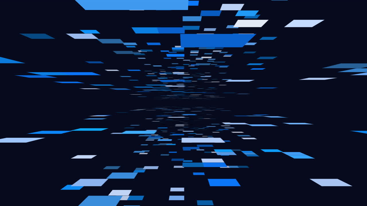 Dynamische futuristische geometrische Formen in Neonfarben in dunkler Galaxie