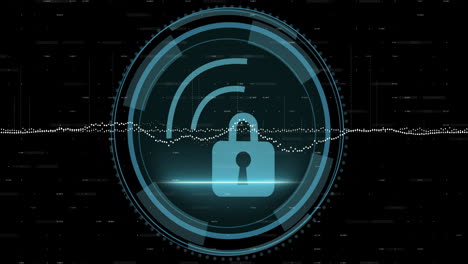 animación de bloqueo y escaneo de alcance sobre el procesamiento de datos