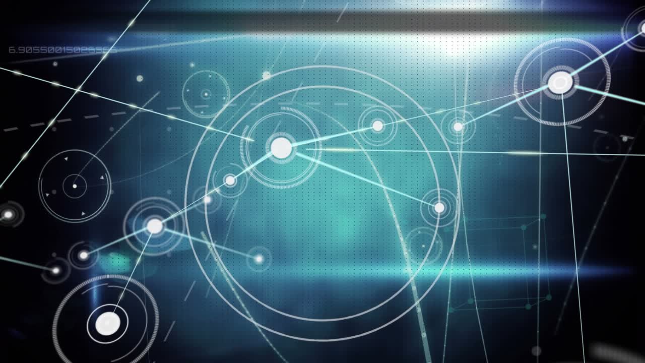 Animation of network of connections with icons over smoke