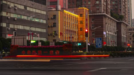 day time changsha city center traffic street side panorama timelapse 4k china