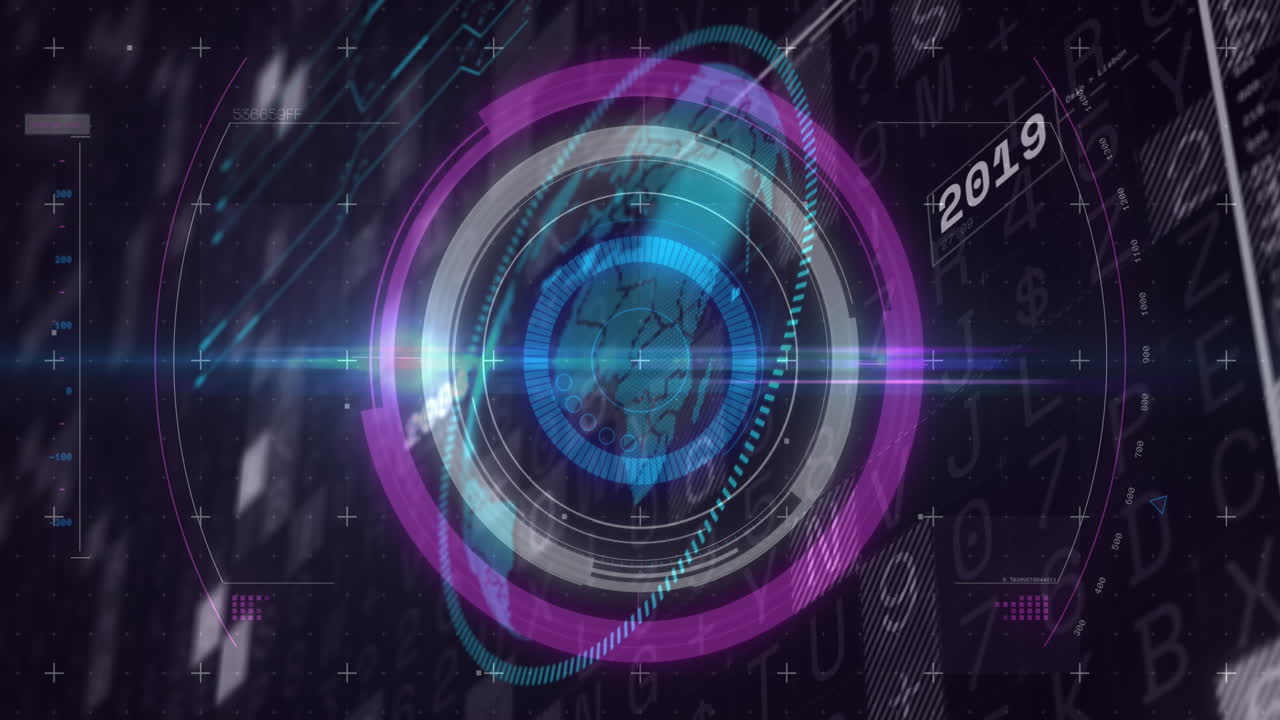 animación del escaneo del alcance y el procesamiento de datos financieros sobre un fondo negro