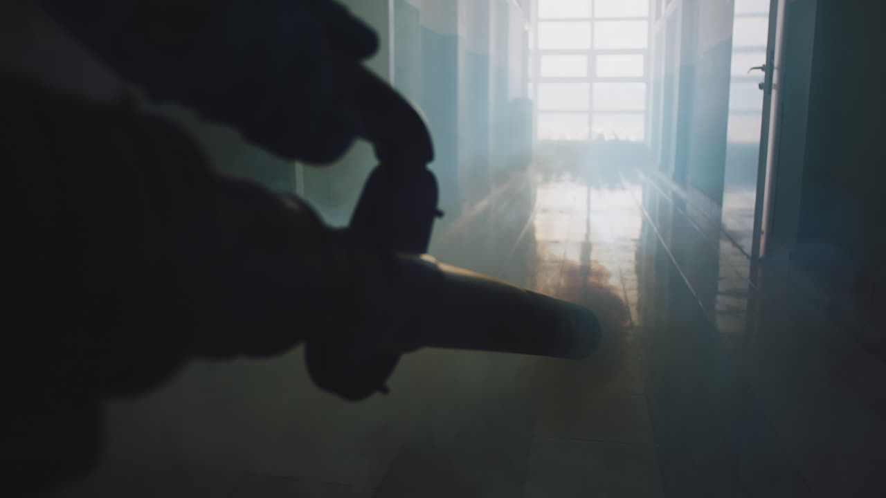 Hallway filled with smoke